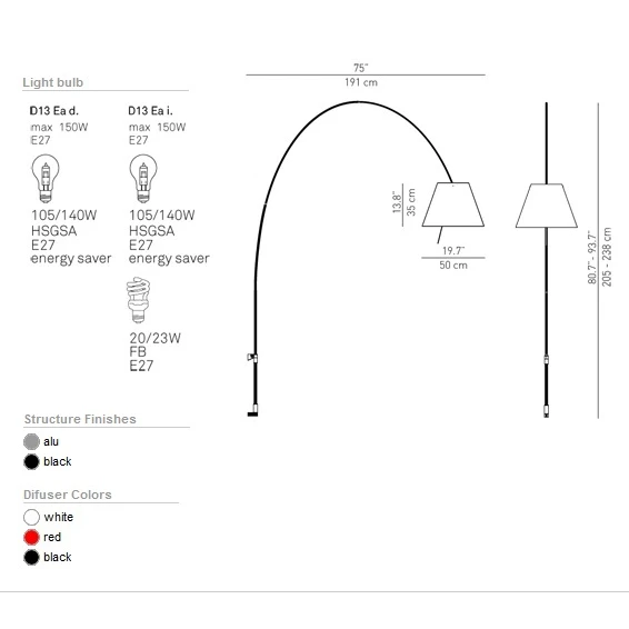 Lady Costanza Vloerlamp/Wandlamp - Luceplan - Koop Online - Afbeelding 4