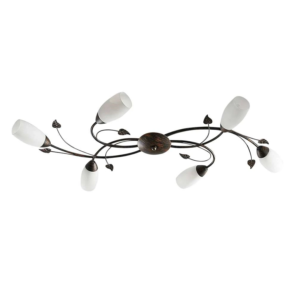 Stefania 6 Plafondlamp White/Black-Gold - Lindby - Koop Online