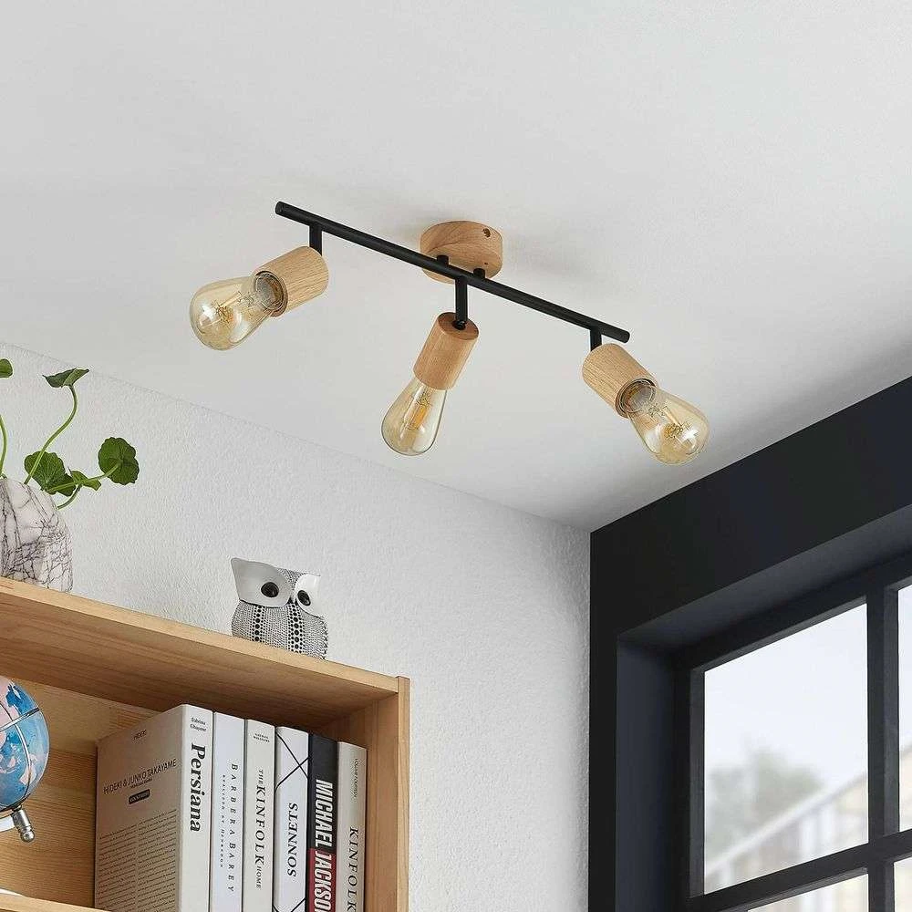 Magniva 3 Plafondlamp Wood/Black - Lindby - Koop Online - Afbeelding 2