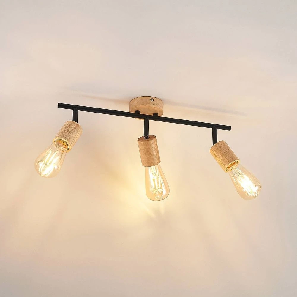 Magniva 3 Plafondlamp Wood/Black - Lindby - Koop Online - Afbeelding 4