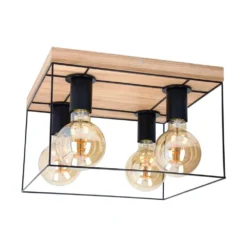 Gretter 4 Plafondlamp Wood/Black - Envostar - Koop Online