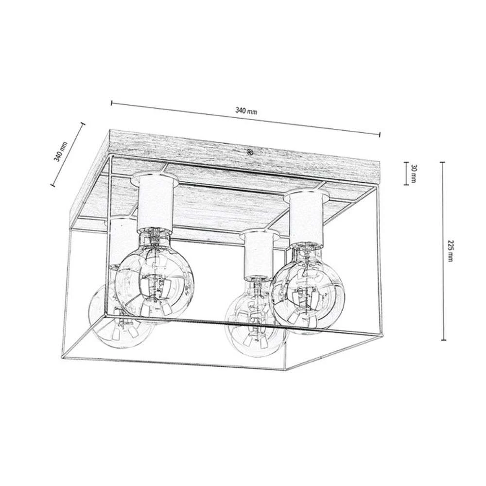 Gretter 4 Plafondlamp Wood/Black - Envostar - Koop Online - Afbeelding 2
