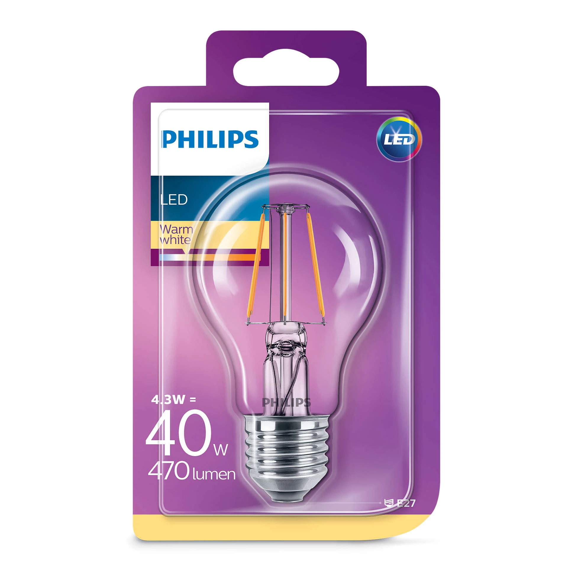 Lichtbron LED 4W (470Lm) Filament E27 - Philips - Koop Online - Afbeelding 2